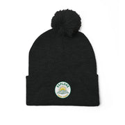 Daisy Patch Pom-Pom Knit Cap | Embroidered Beanie