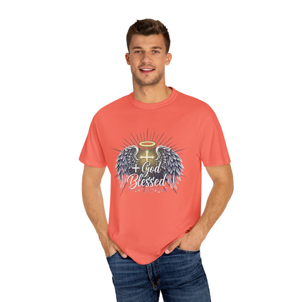 God Blessed Angel Wings T-Shirt | Halo Cross Religious Tee