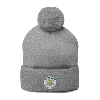 Daisy Patch Pom-Pom Knit Cap | Embroidered Beanie