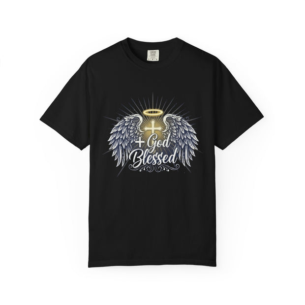 God Blessed Angel Wings T-Shirt | Halo Cross Religious Tee