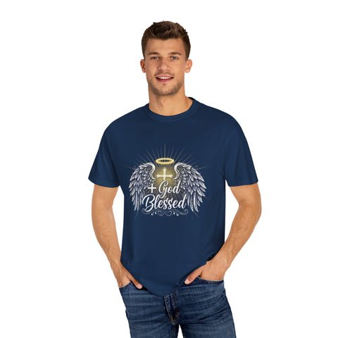 God Blessed Angel Wings T-Shirt | Halo Cross Religious Tee