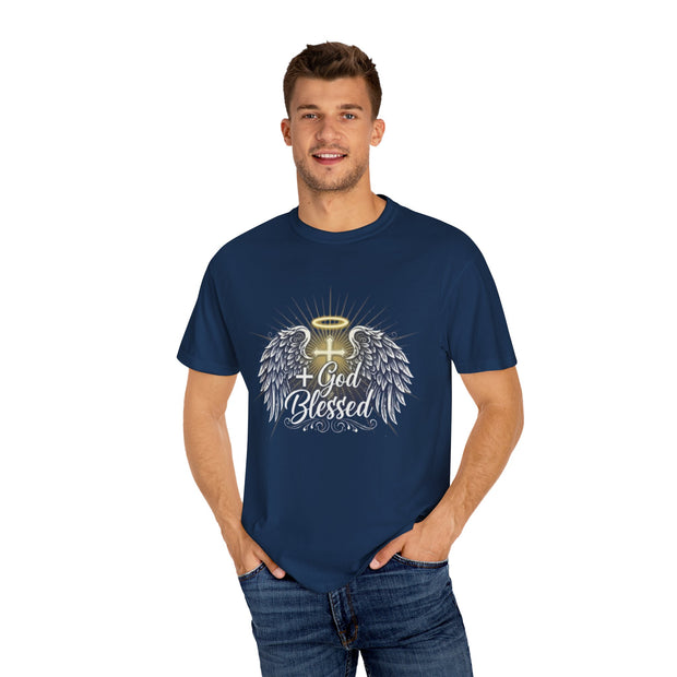 God Blessed Angel Wings T-Shirt | Halo Cross Religious Tee