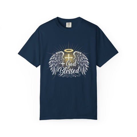 God Blessed Angel Wings T-Shirt | Halo Cross Religious Tee