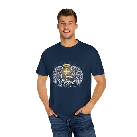God Blessed Angel Wings T-Shirt | Halo Cross Religious Tee