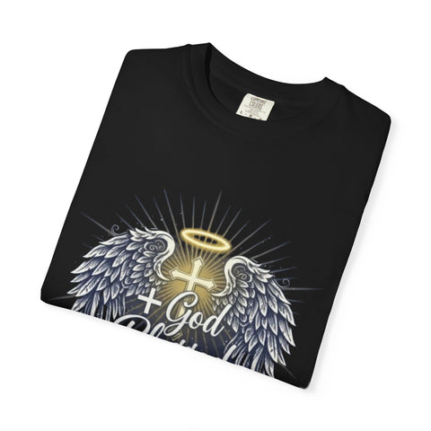 God Blessed Angel Wings T-Shirt | Halo Cross Religious Tee