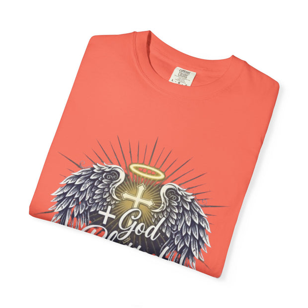 God Blessed Angel Wings T-Shirt | Halo Cross Religious Tee
