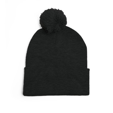 Daisy Patch Pom-Pom Knit Cap | Embroidered Beanie