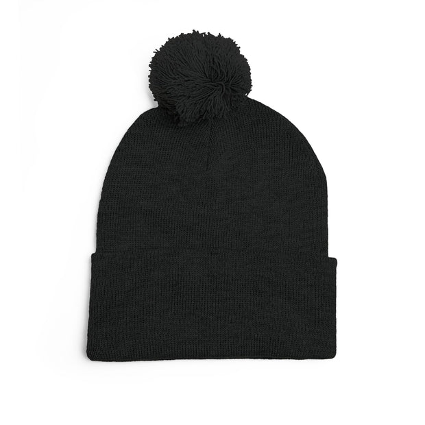 Daisy Patch Pom-Pom Knit Cap | Embroidered Beanie