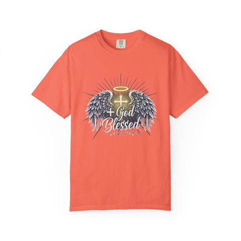 God Blessed Angel Wings T-Shirt | Halo Cross Religious Tee