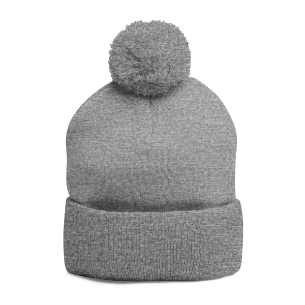 Daisy Patch Pom-Pom Knit Cap | Embroidered Beanie