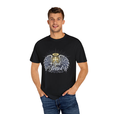 God Blessed Angel Wings T-Shirt | Halo Cross Religious Tee