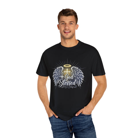 God Blessed Angel Wings T-Shirt | Halo Cross Religious Tee
