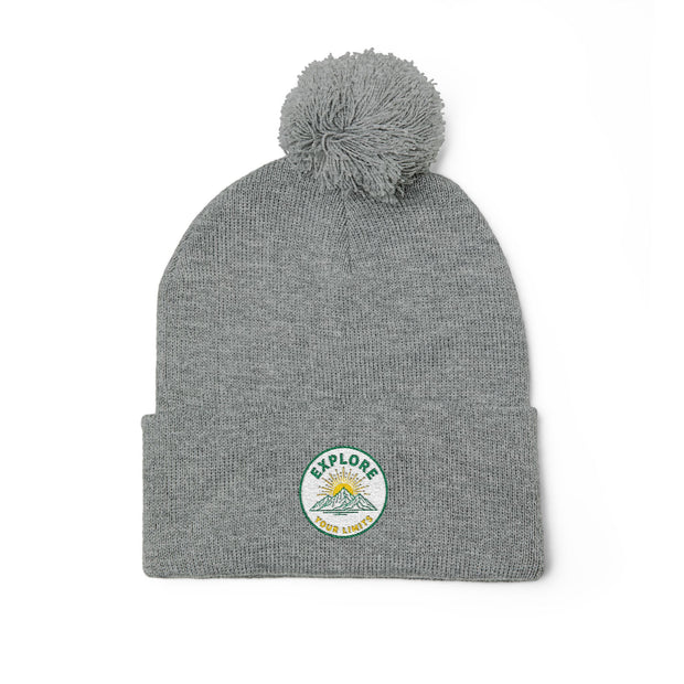 Daisy Patch Pom-Pom Knit Cap | Embroidered Beanie