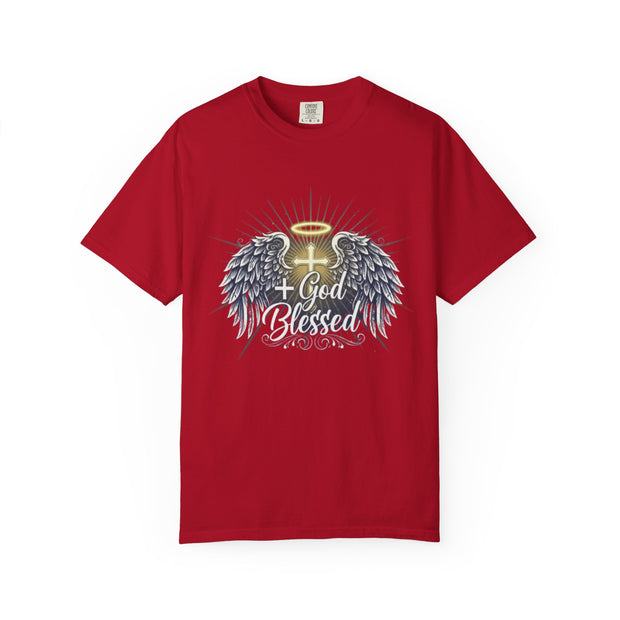 God Blessed Angel Wings T-Shirt | Halo Cross Religious Tee